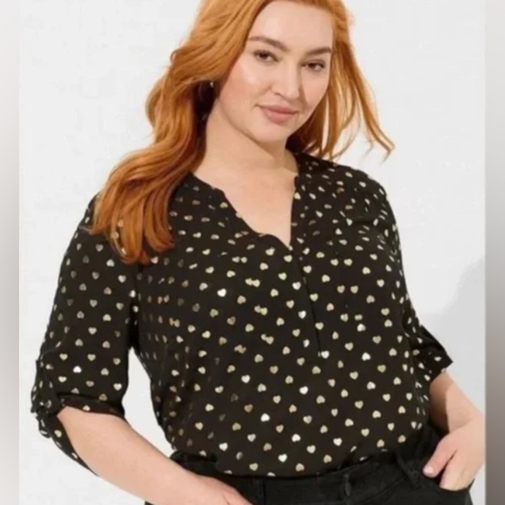 Torrid Harper 3/4 Sleeve Blouse with Mandarin Collar Size 2